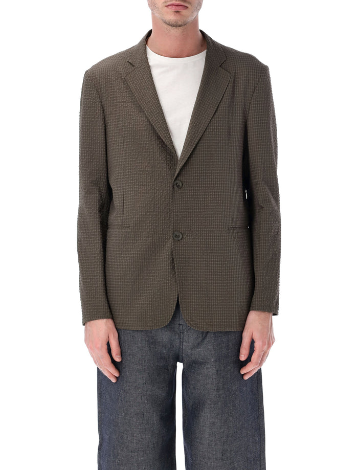Emporio Armani Seersucker blazer Noce Brown Polyester