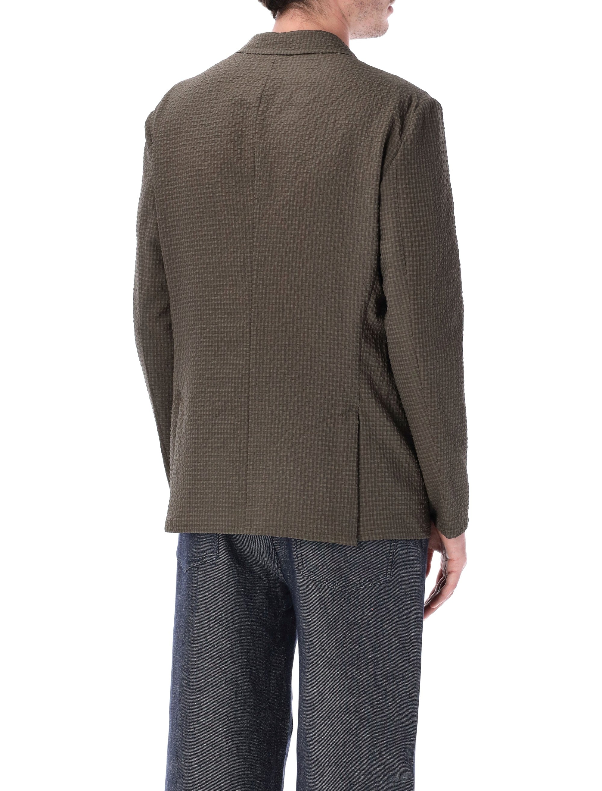 Emporio Armani Seersucker blazer Noce Brown Polyester