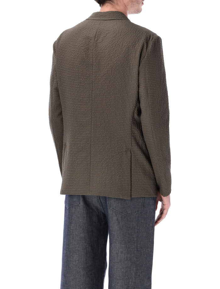 Emporio Armani Seersucker blazer Noce Brown Polyester