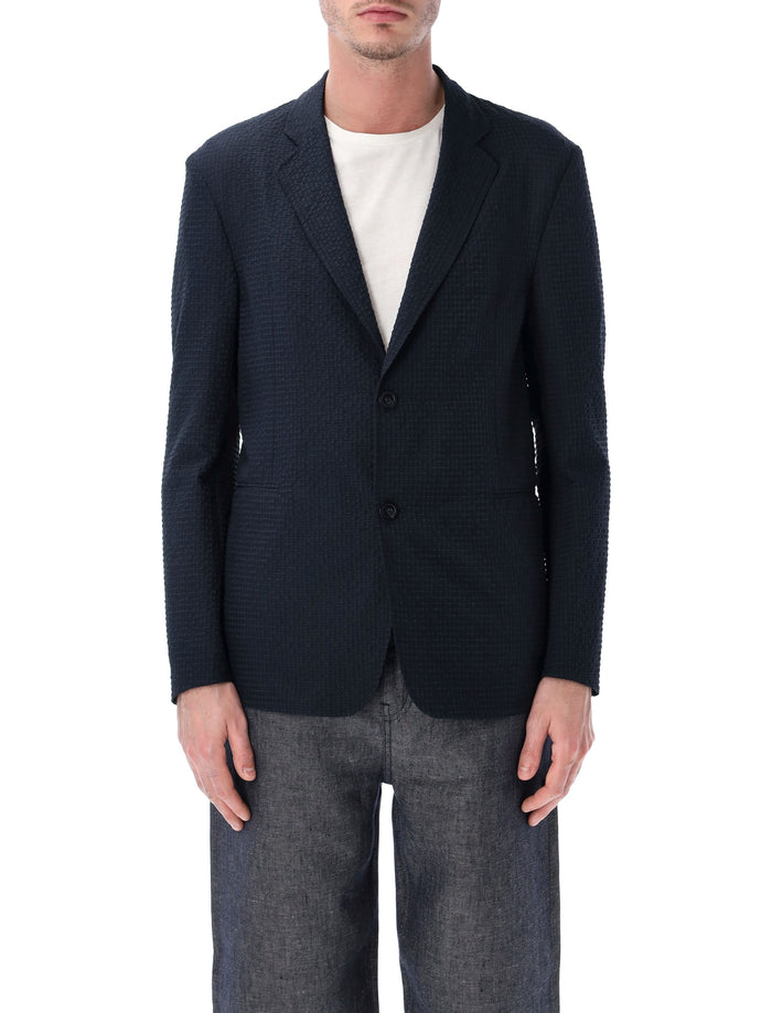 Emporio Armani Seersucker blazer Blue Polyester