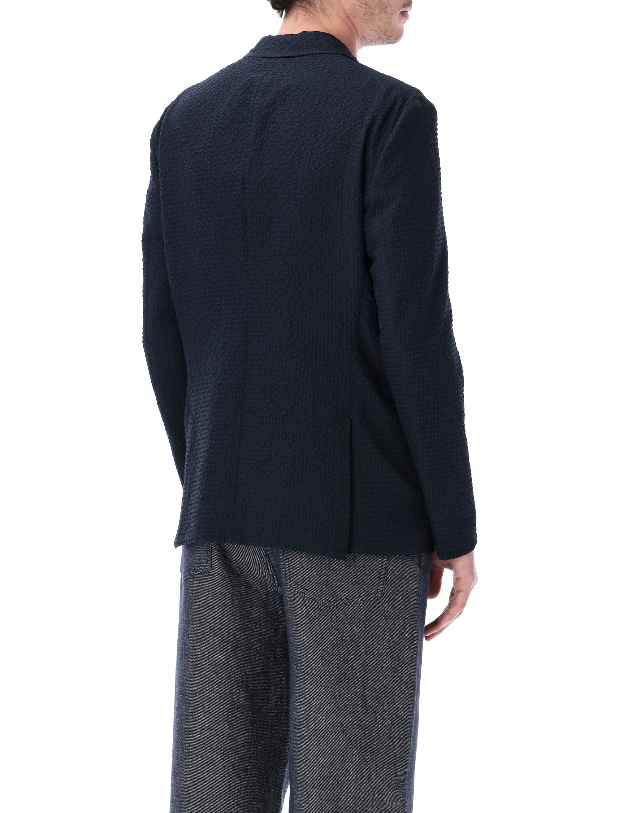Emporio Armani Seersucker blazer Blue Polyester