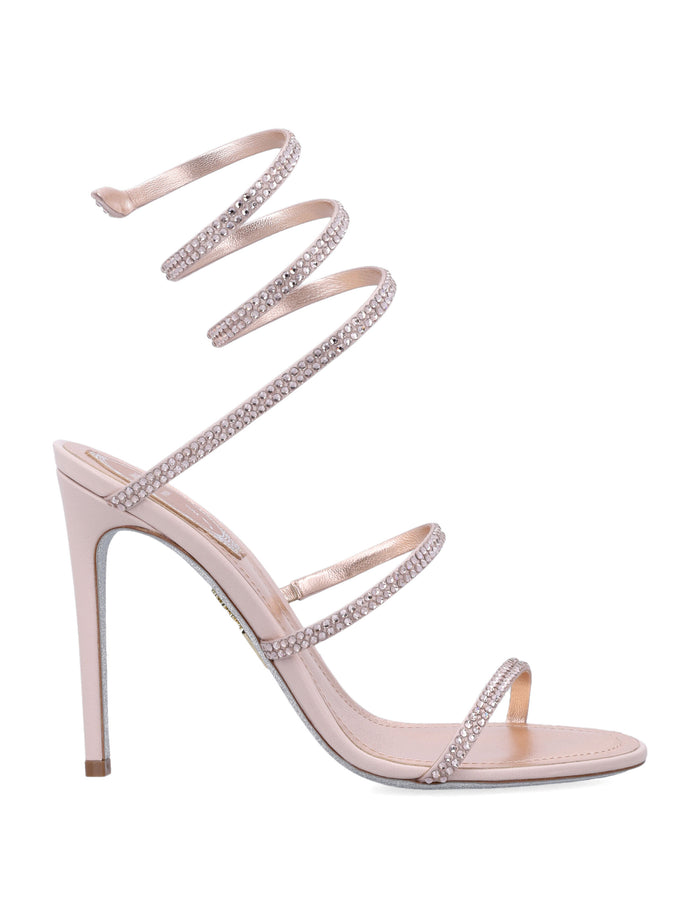 René Caovilla Cleo Satin Sandals In Light Pink Upper