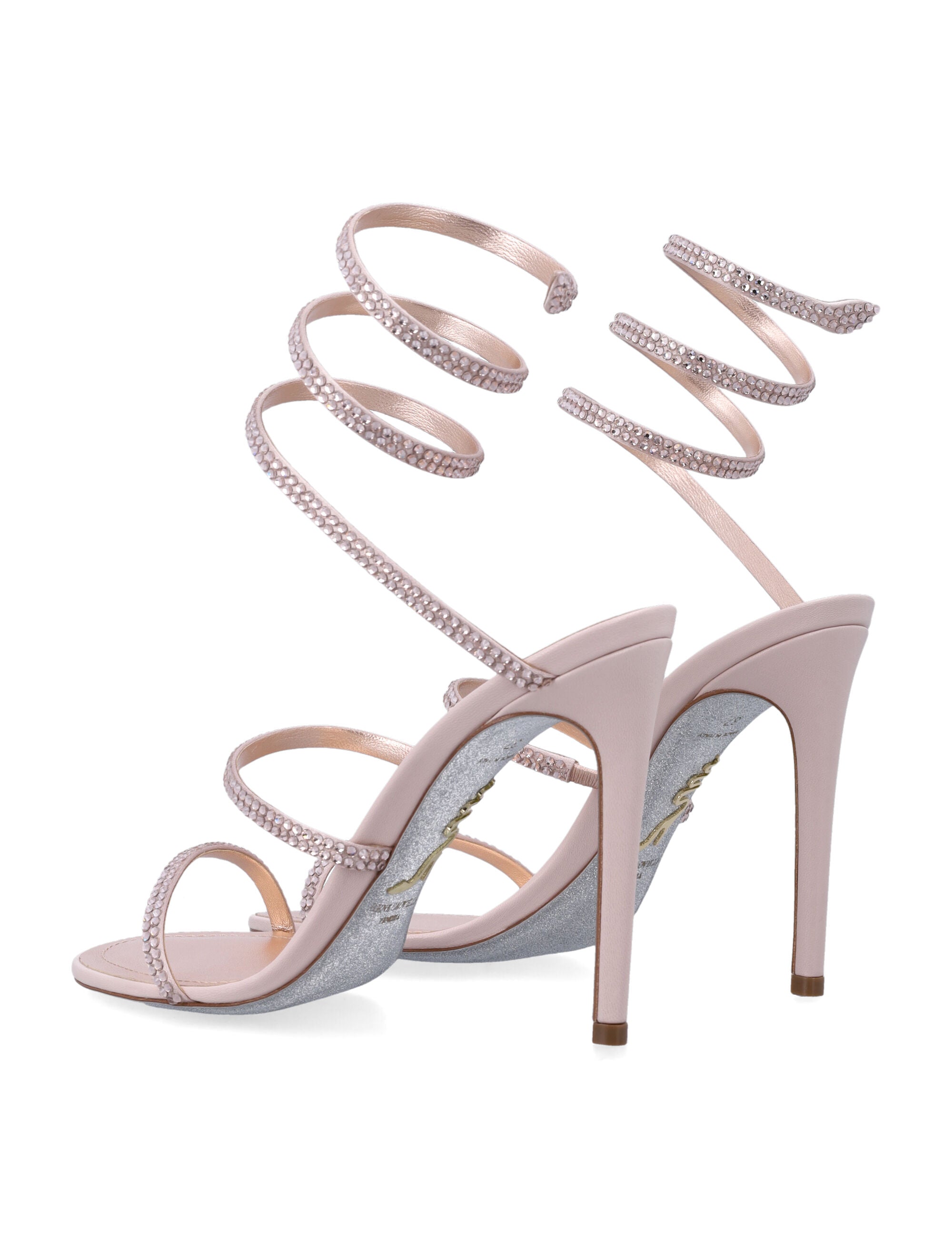 René Caovilla Cleo Satin Sandals In Light Pink Upper