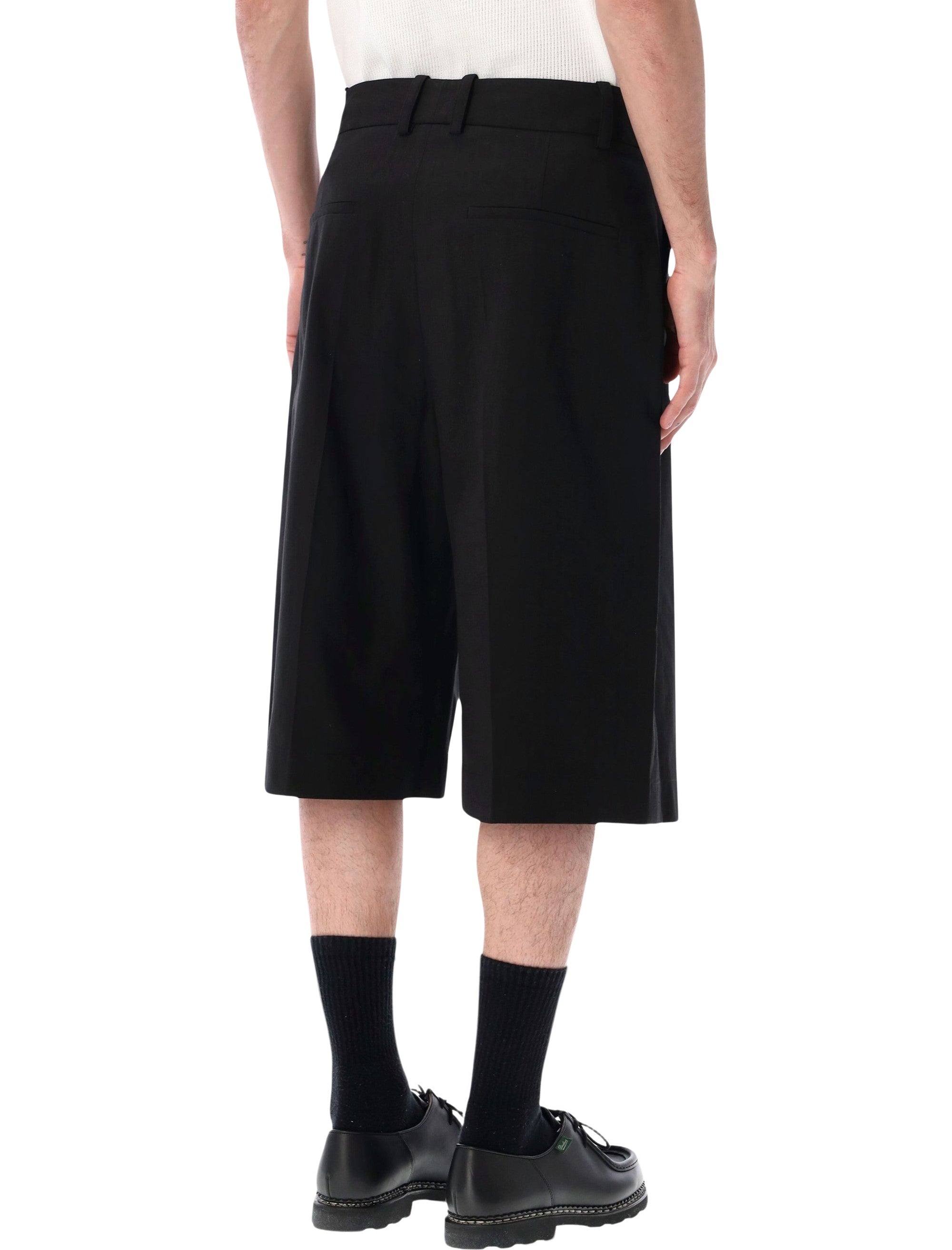 Studio Nicholson Fowld Cotton-Linen Shorts Black