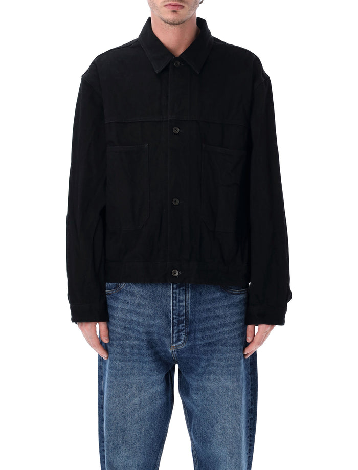 Studio Nicholson Nyle Crinkle Denim Jacket Black Cotton