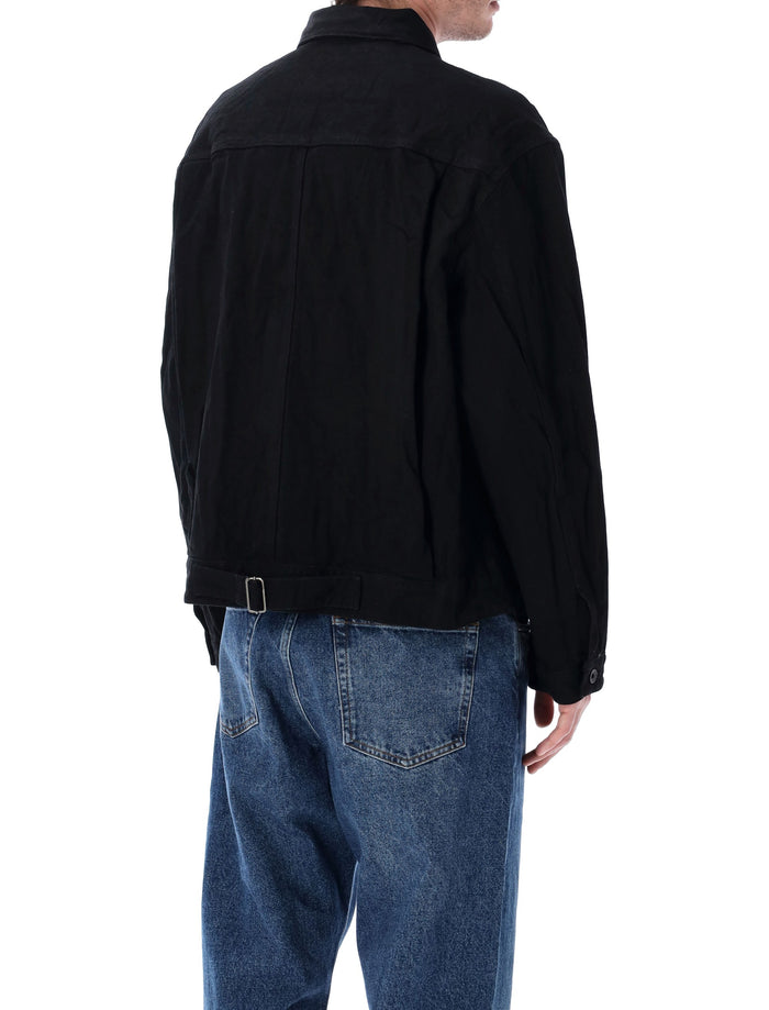 Studio Nicholson Nyle Crinkle Denim Jacket Black Cotton