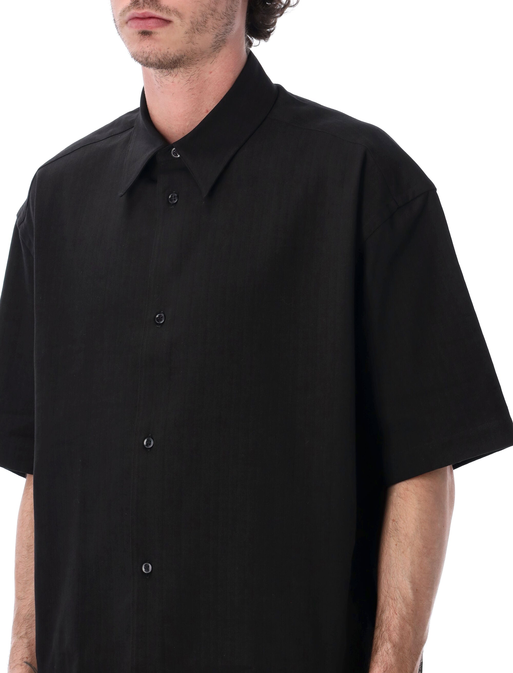 Studio Nicholson Sanko Cotton-Linen Shirt Black