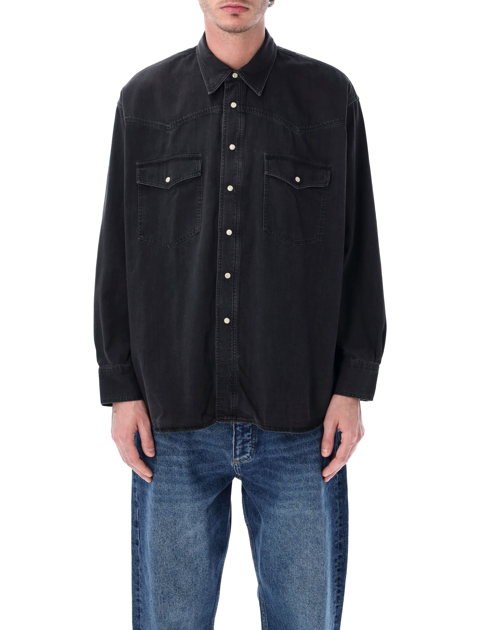 Studio Nicholson Mylo Cotton Denim Shirt Wash Black