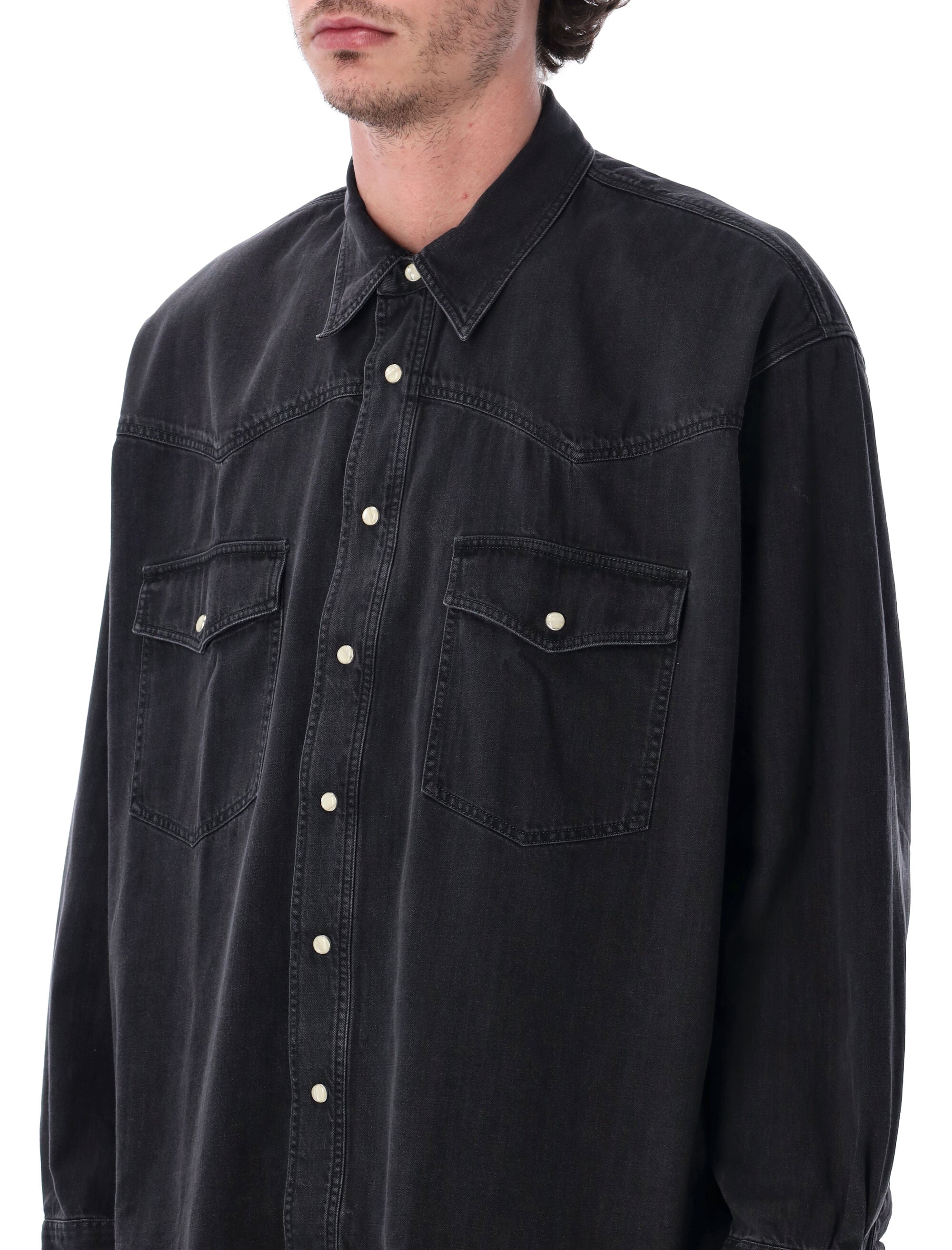 Studio Nicholson Mylo Cotton Denim Shirt Wash Black