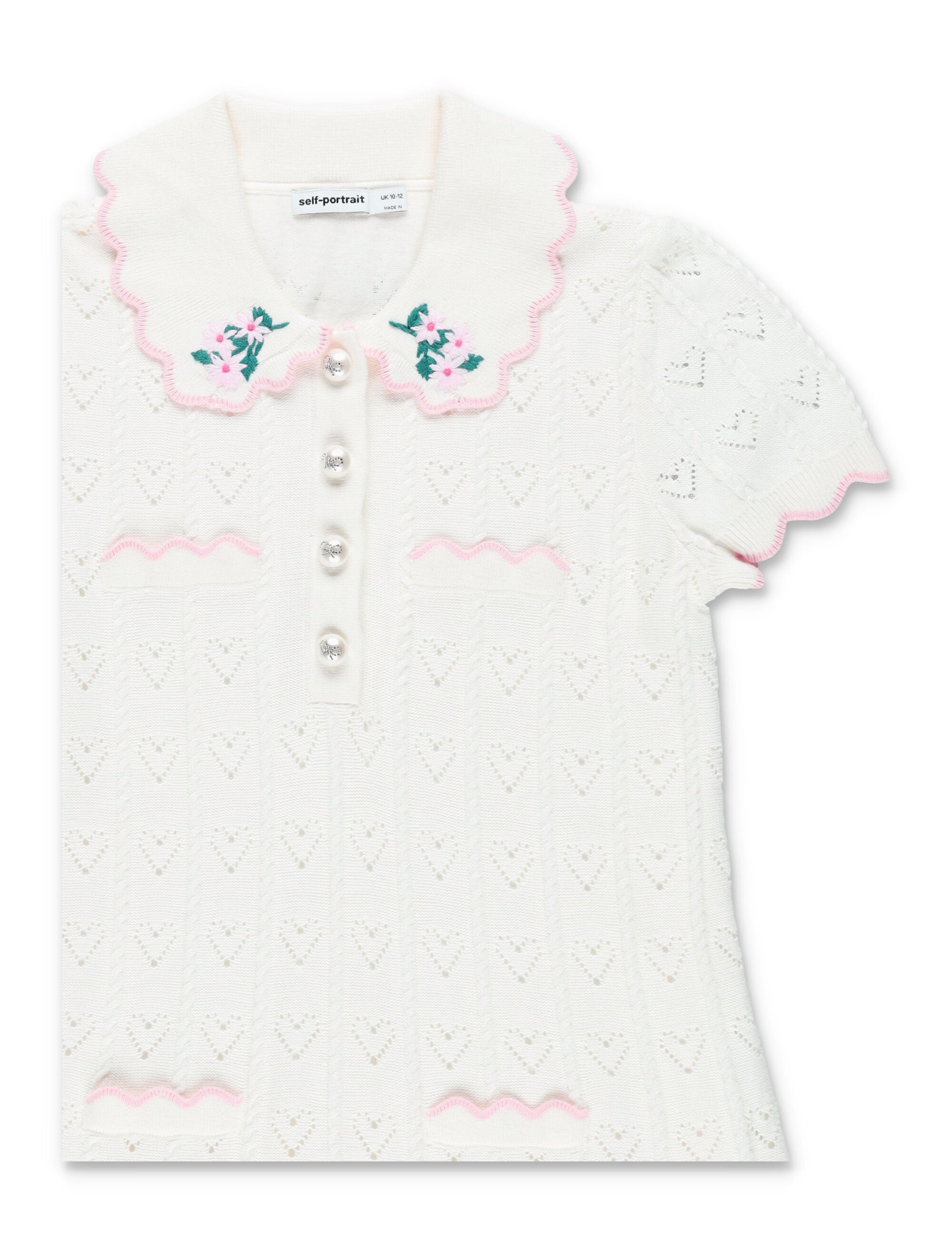 Self-Portrait Heart knit girls dress Cream Viscose