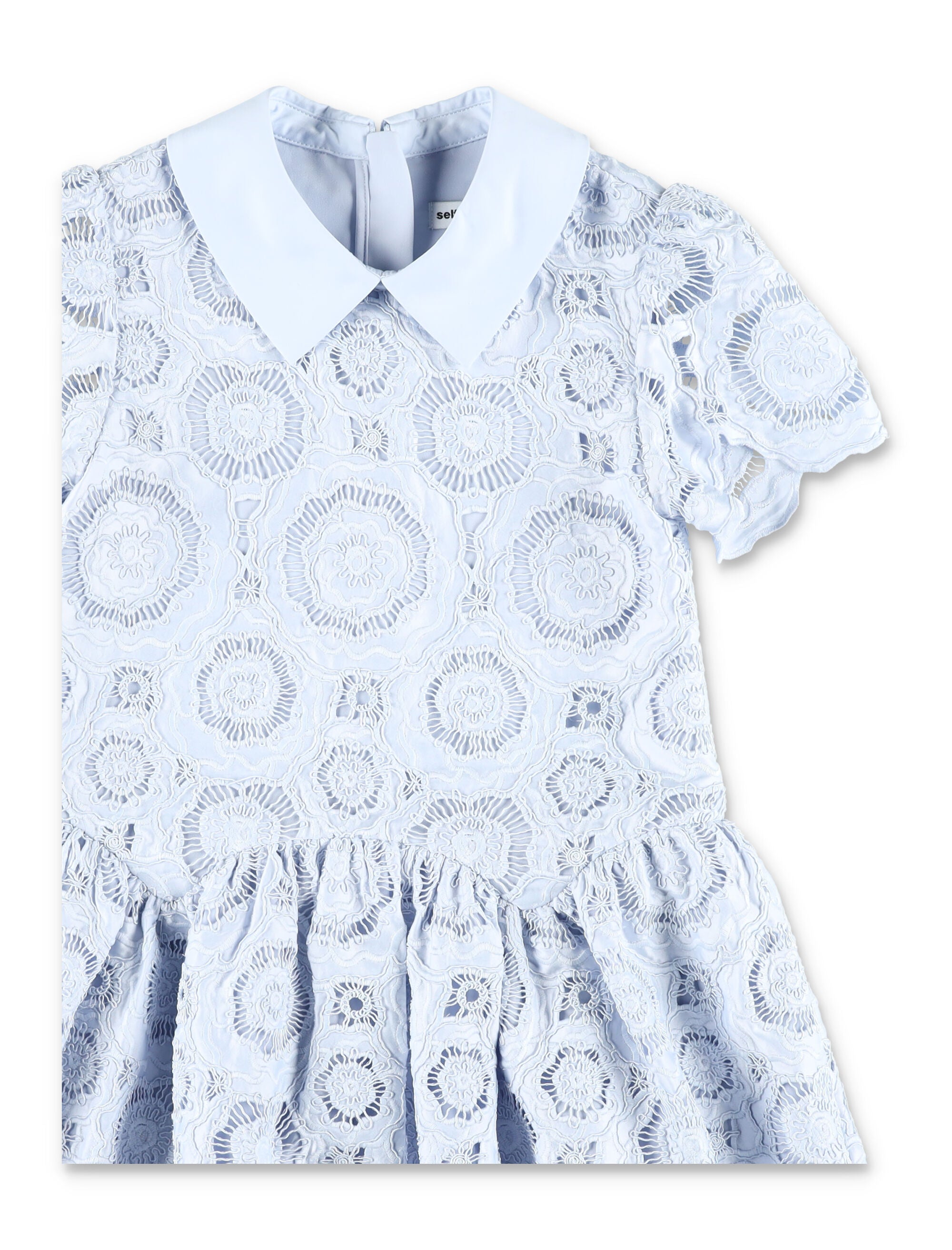 Self-Portrait 3D flower lace girls dress Light Blue Polyester