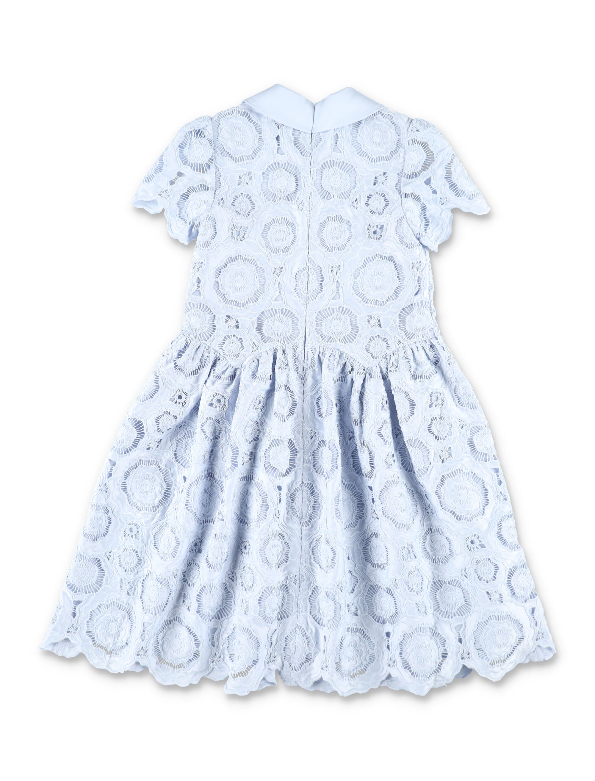 Self-Portrait 3D flower lace girls dress Light Blue Polyester