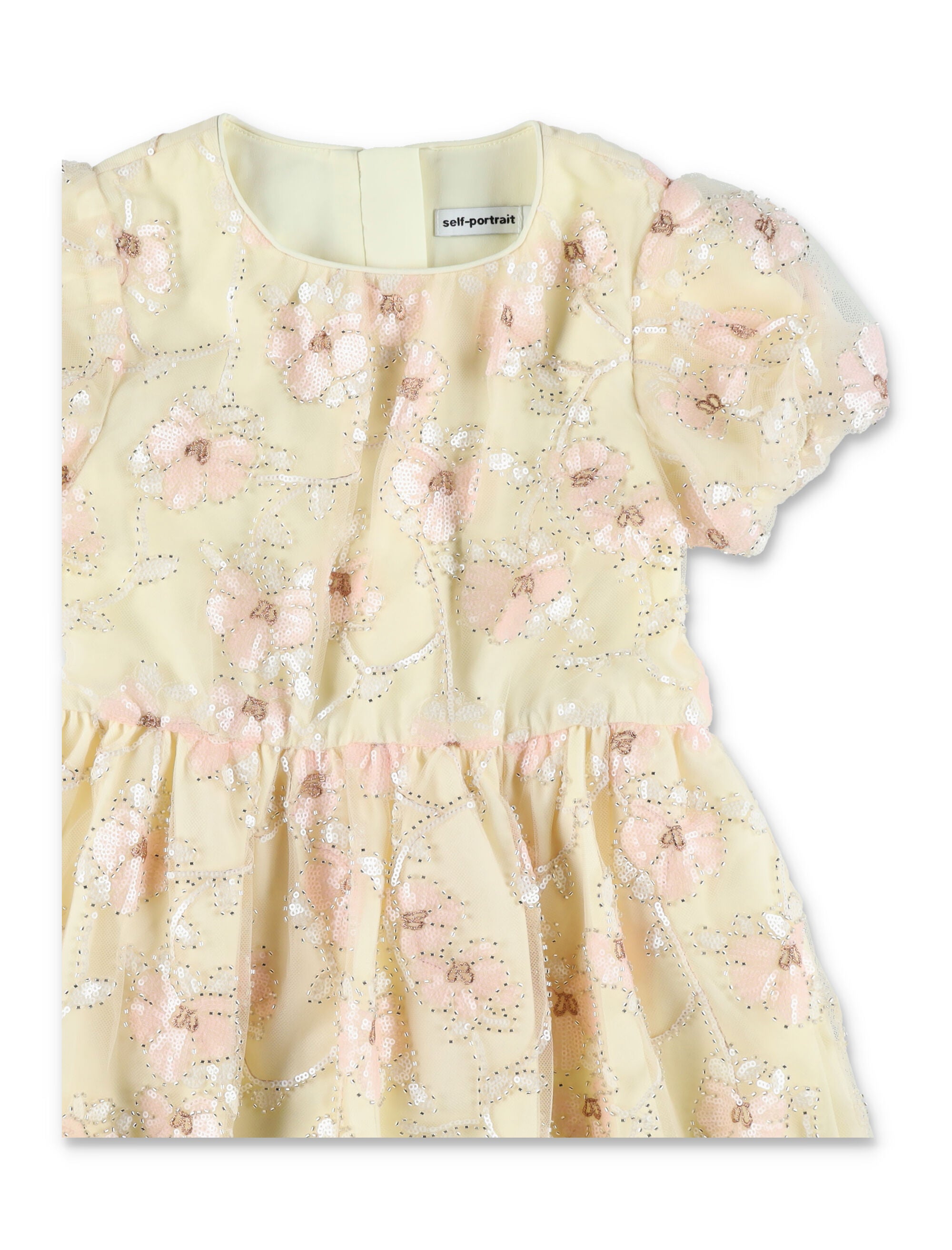 Self-Portrait embellished flower tulle girls dress Cream Polyester
