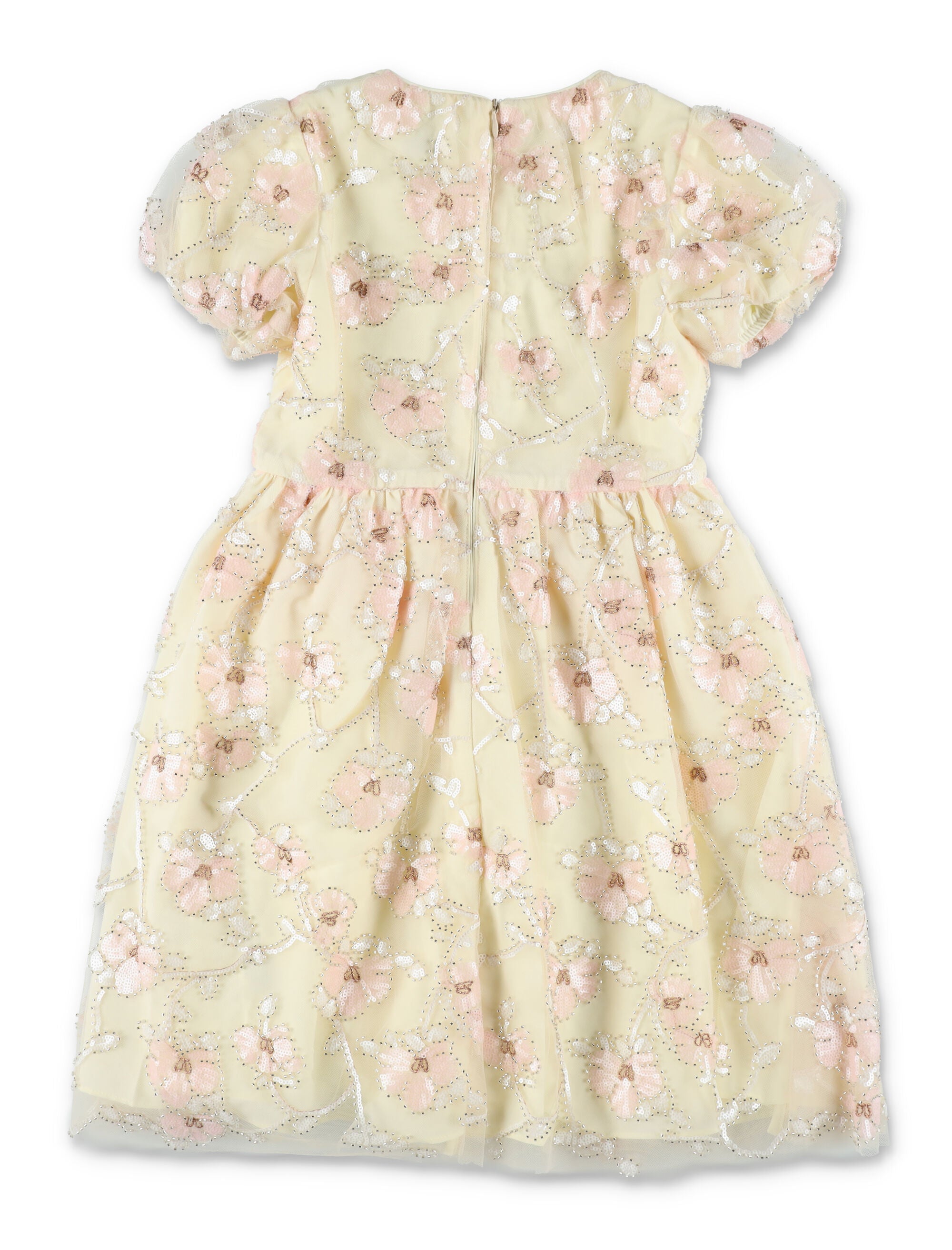 Self-Portrait embellished flower tulle girls dress Cream Polyester