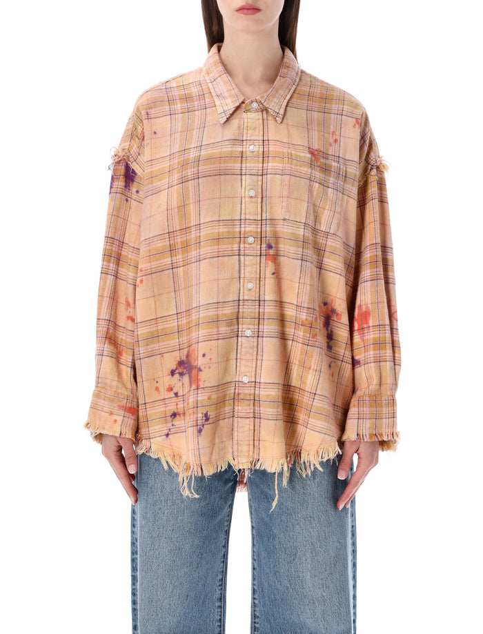 R13 Shredded seam drop neck shirt Orange Purple Cotton
