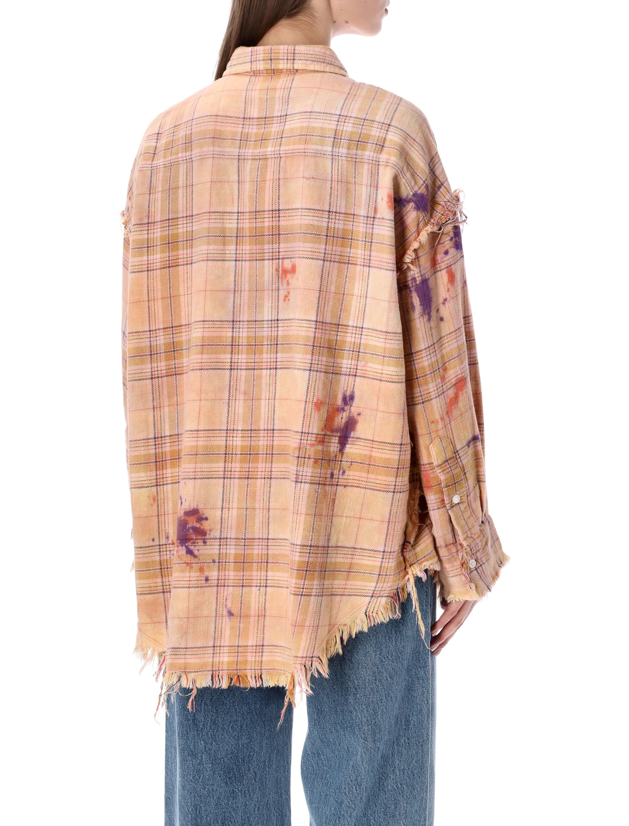 R13 Shredded seam drop neck shirt Orange Purple Cotton