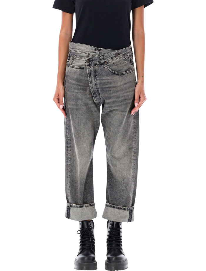 Crossover Waist Denim Jeans R13 Leyton Black Cotton