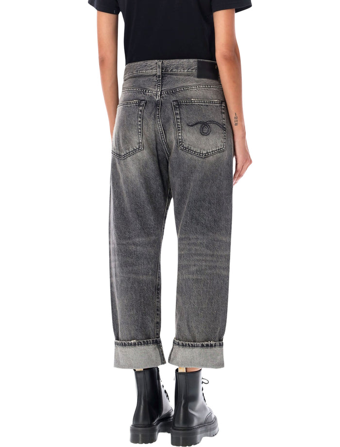 Crossover Waist Denim Jeans R13 Leyton Black Cotton