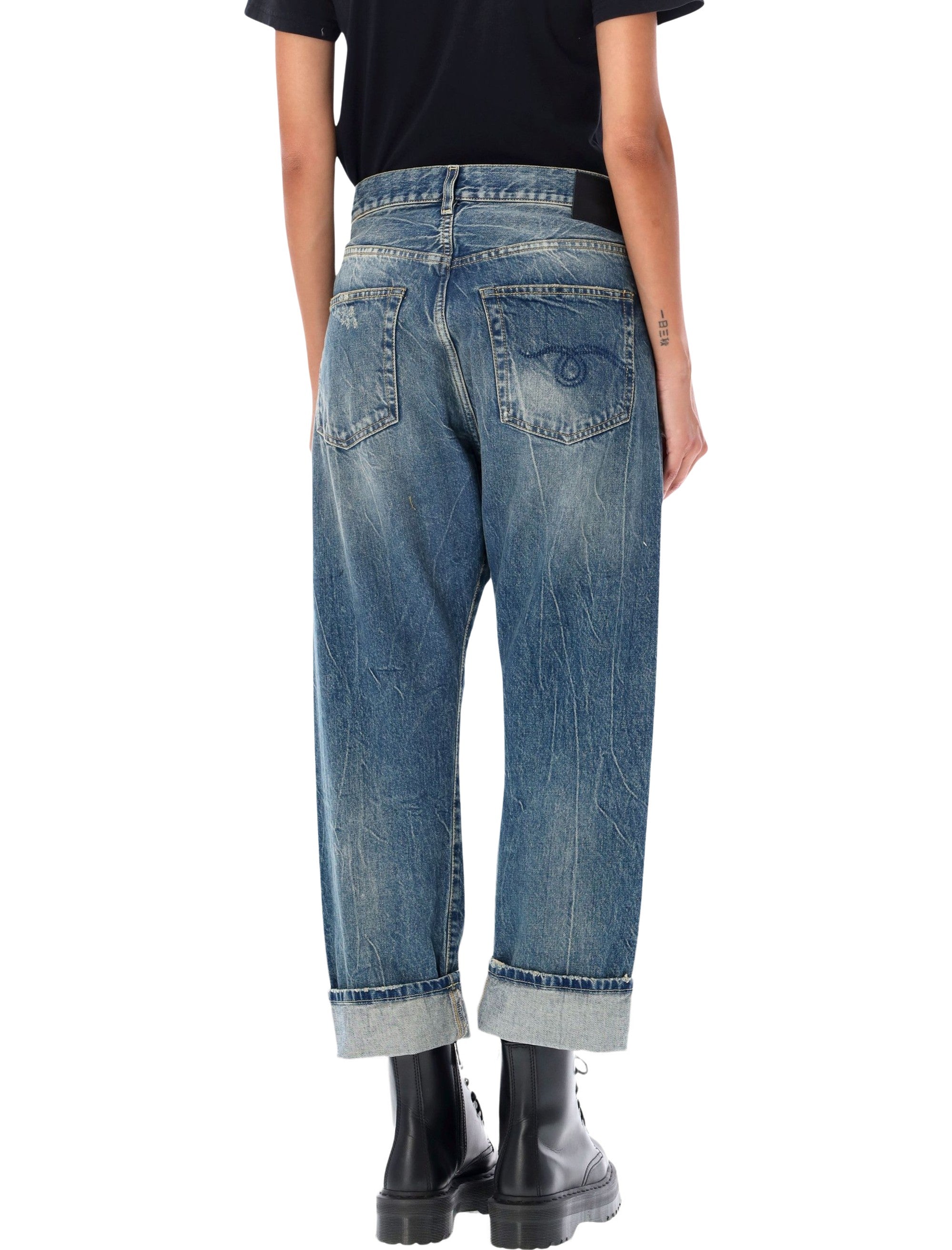 Crossover Waist Distressed Jeans R13 Kelly Blue Cotton