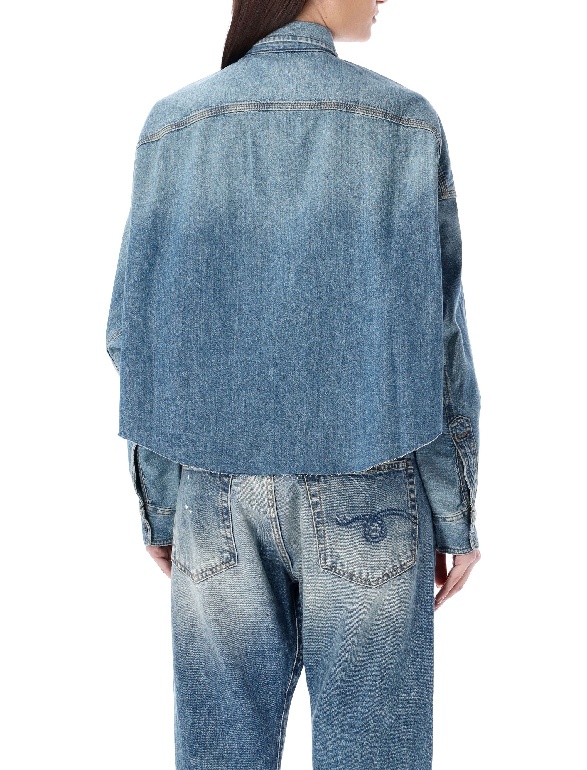 R13 cropped denim shirt Brindley Blue Cotton