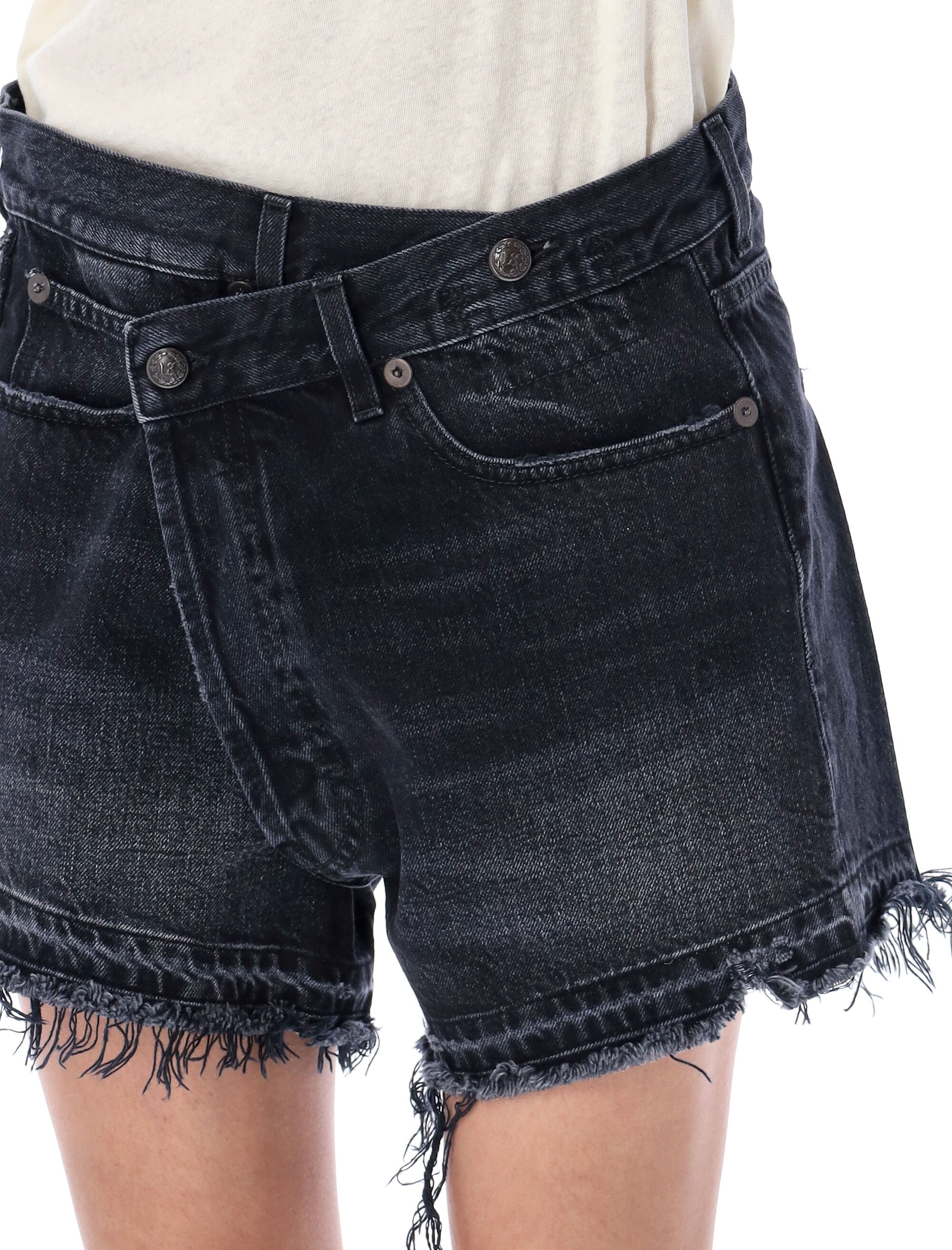 R13 Crossover Denim Shorts Jake Black Cotton