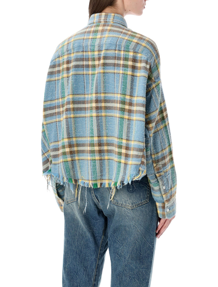 R13 Cropped Work shirt Light Blue Cotton