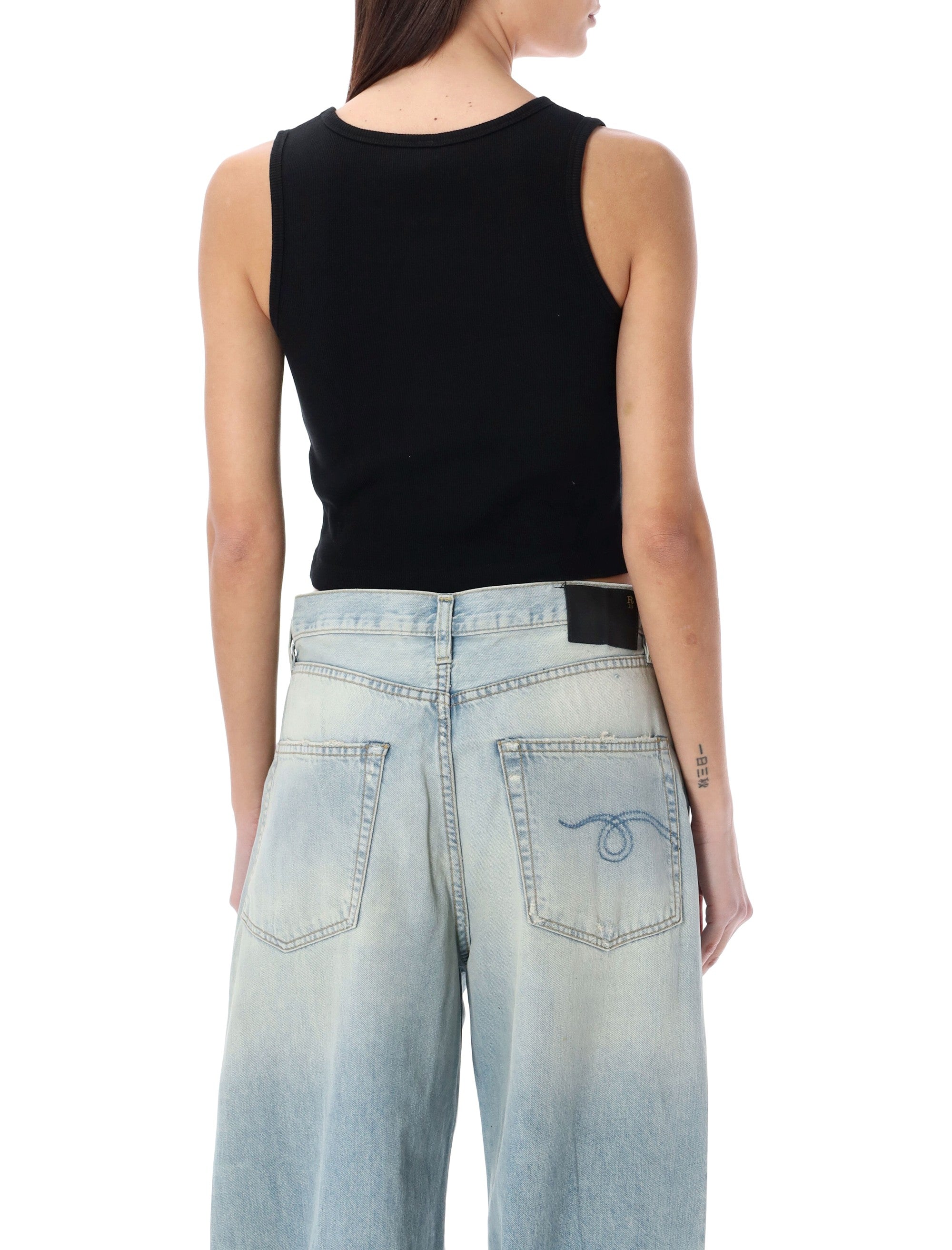 R13 black distressed rib tank Cotton