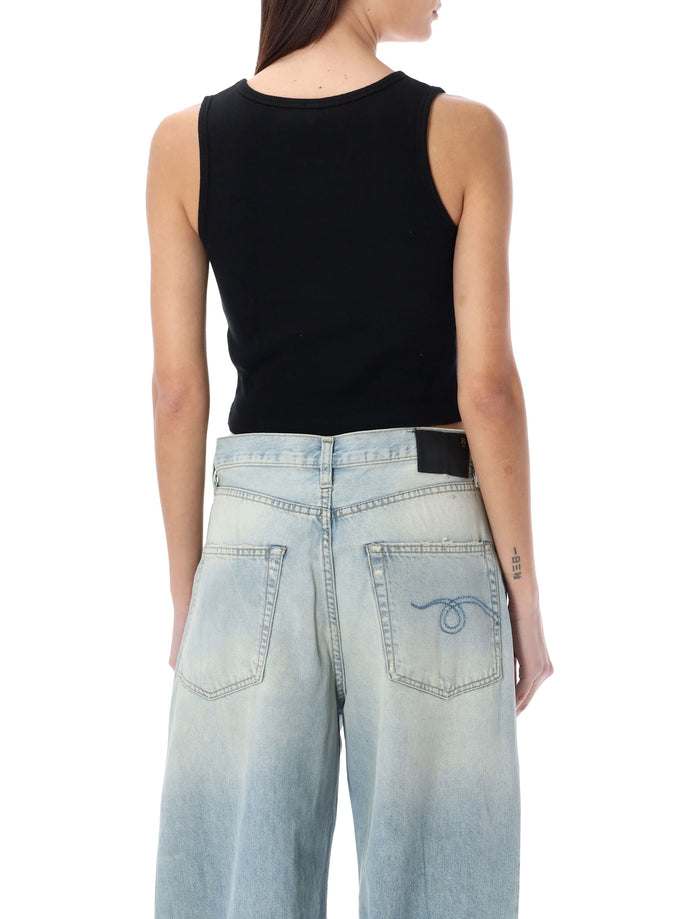 R13 black distressed rib tank Cotton
