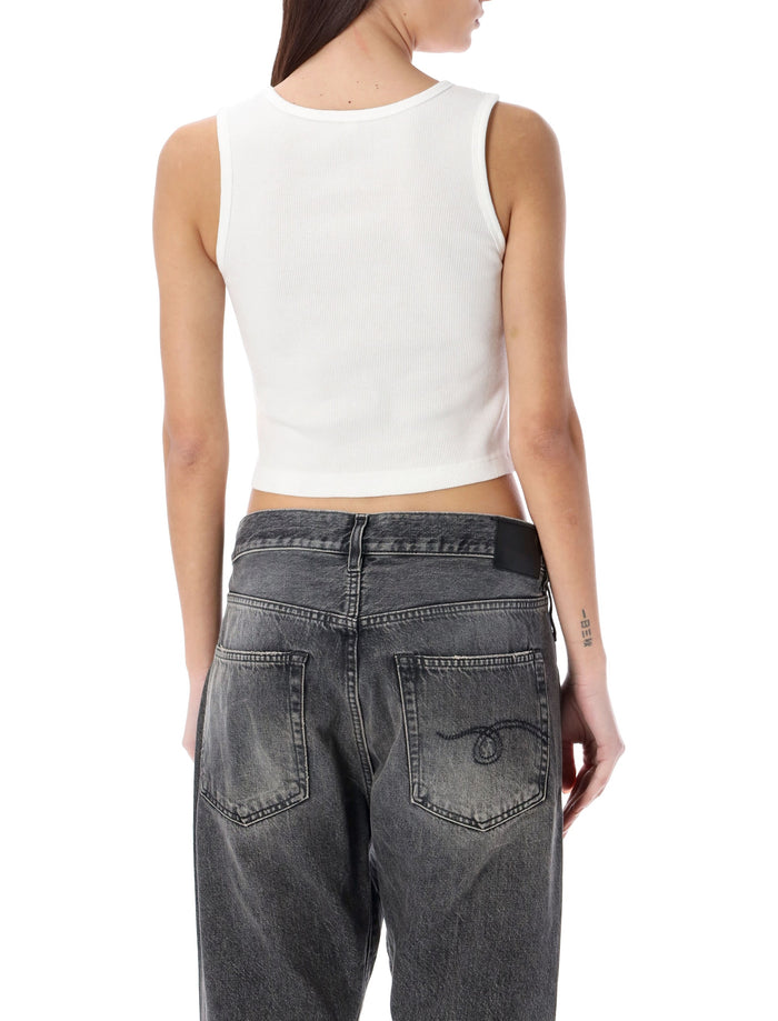 R13 white distressed rib tank Ecru Cotton