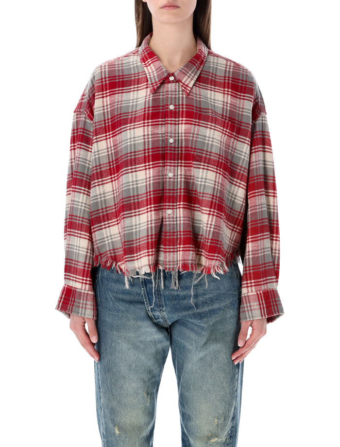 R13 Drop Neck cropped shirt Red Grape Cotton
