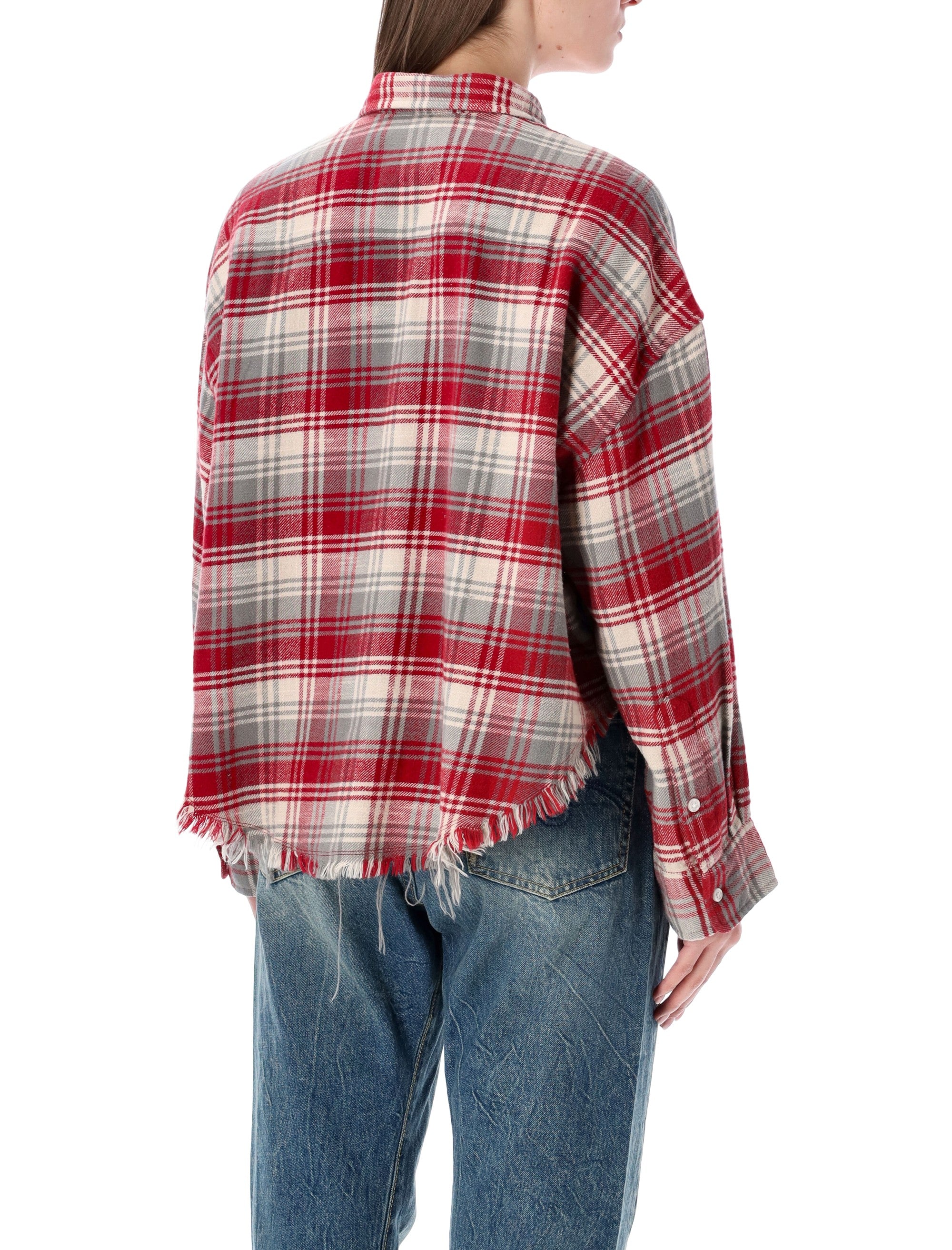R13 Drop Neck cropped shirt Red Grape Cotton