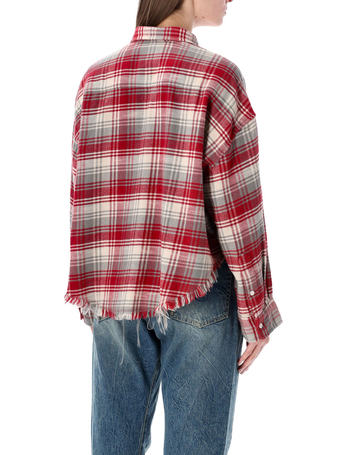 R13 Drop Neck cropped shirt Red Grape Cotton