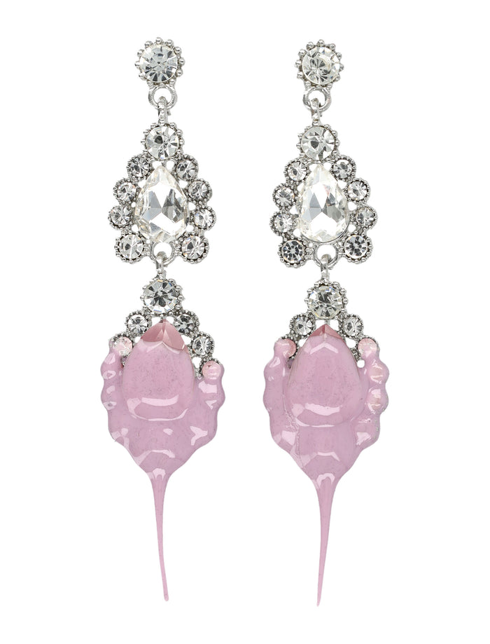 Ottolinger Black Dipped Pearl Drop Earrings Lavander Polyester