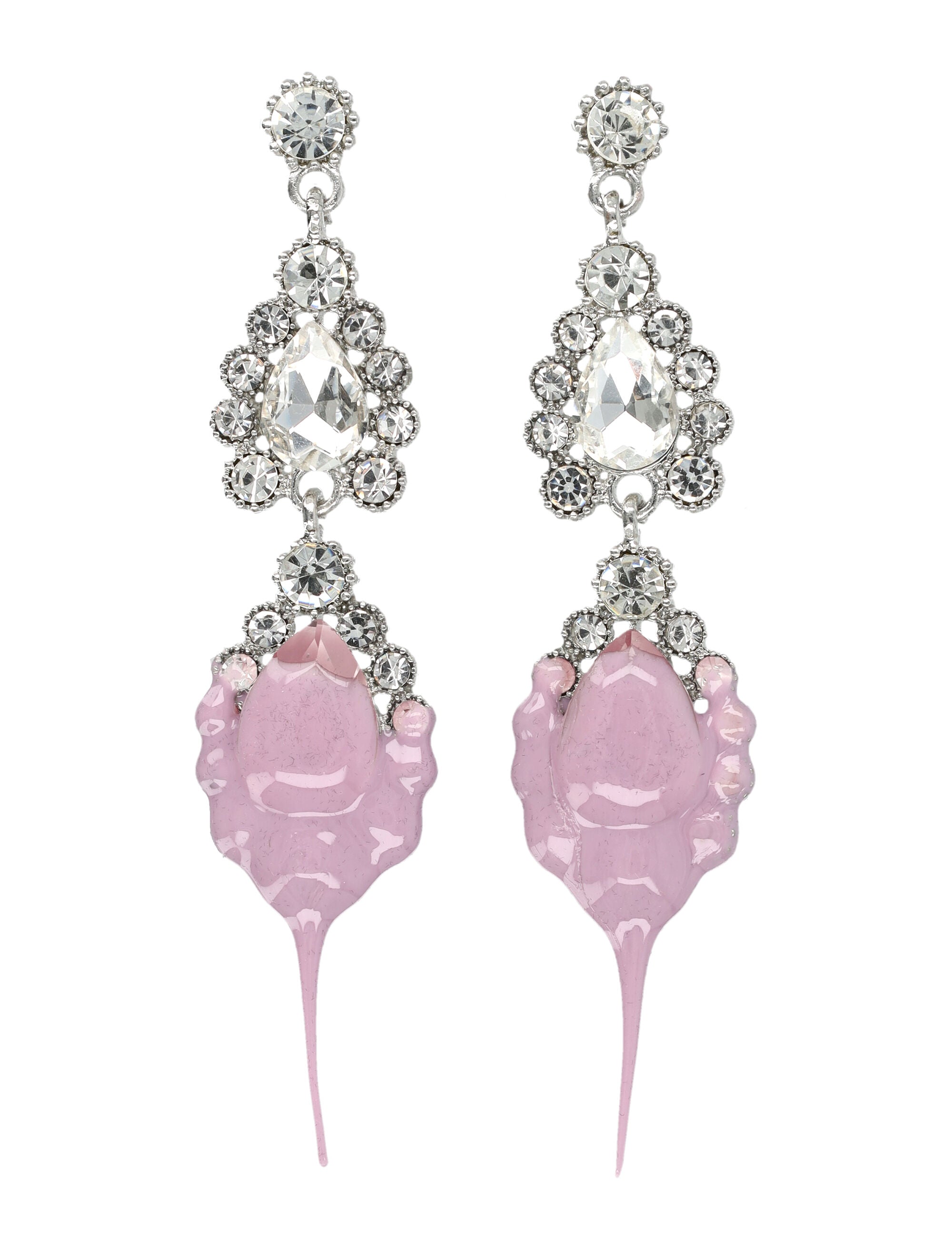 Ottolinger Black Dipped Pearl Drop Earrings Lavander Polyester