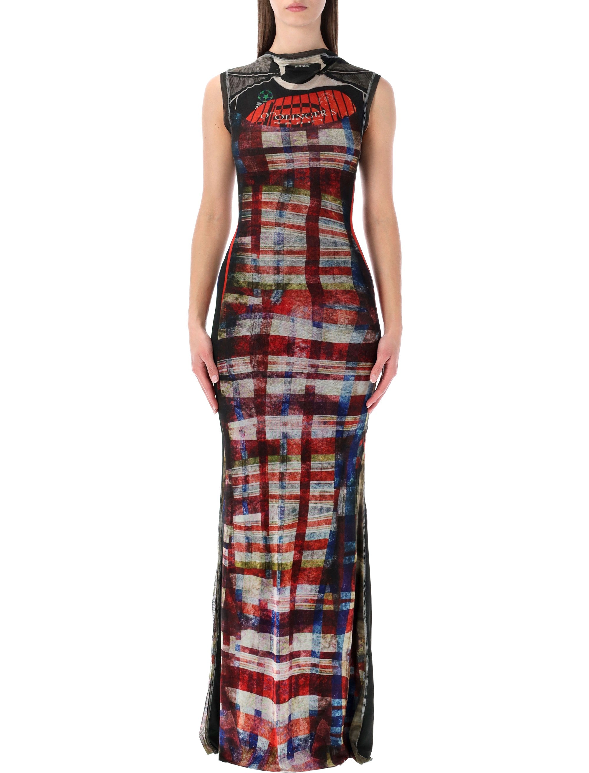 Ottolinger Racing Plaid mesh long dress Recycled Polyester