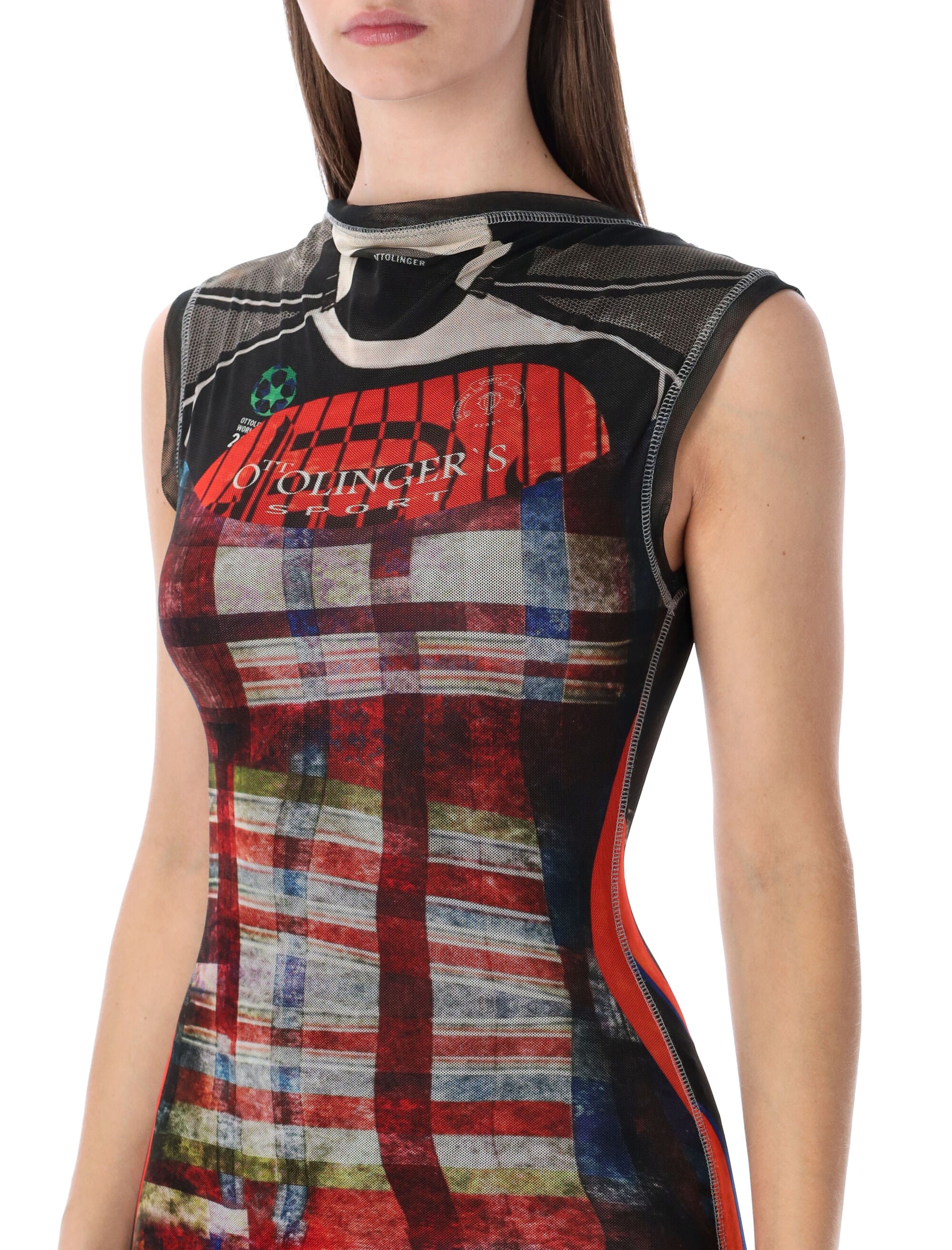 Ottolinger Racing Plaid mesh long dress Recycled Polyester