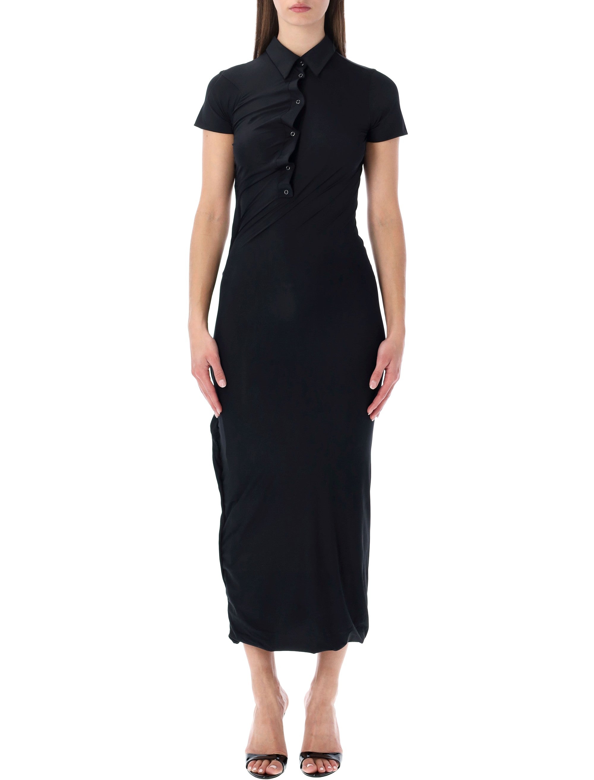 Ottolinger black Twisted Polo midi dress Yellow Polyamide