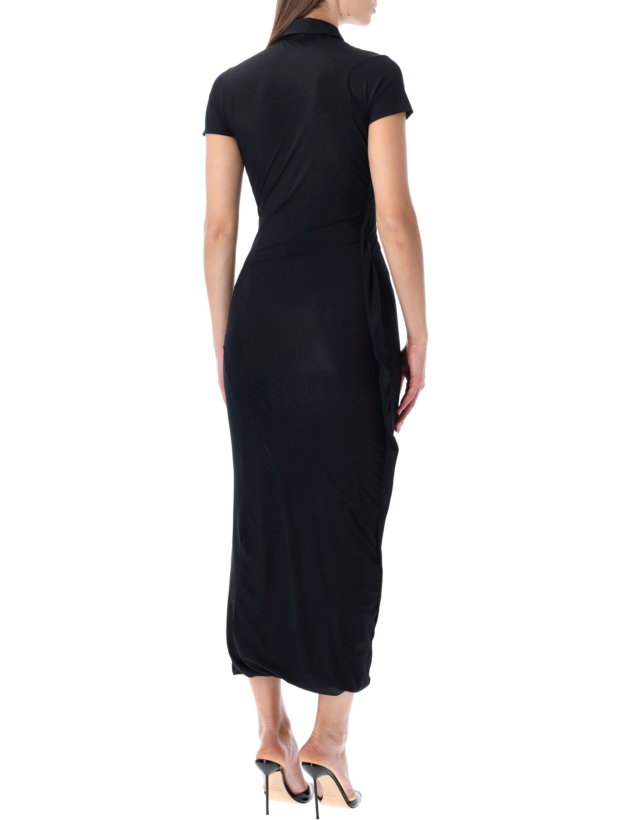 Ottolinger black Twisted Polo midi dress Yellow Polyamide