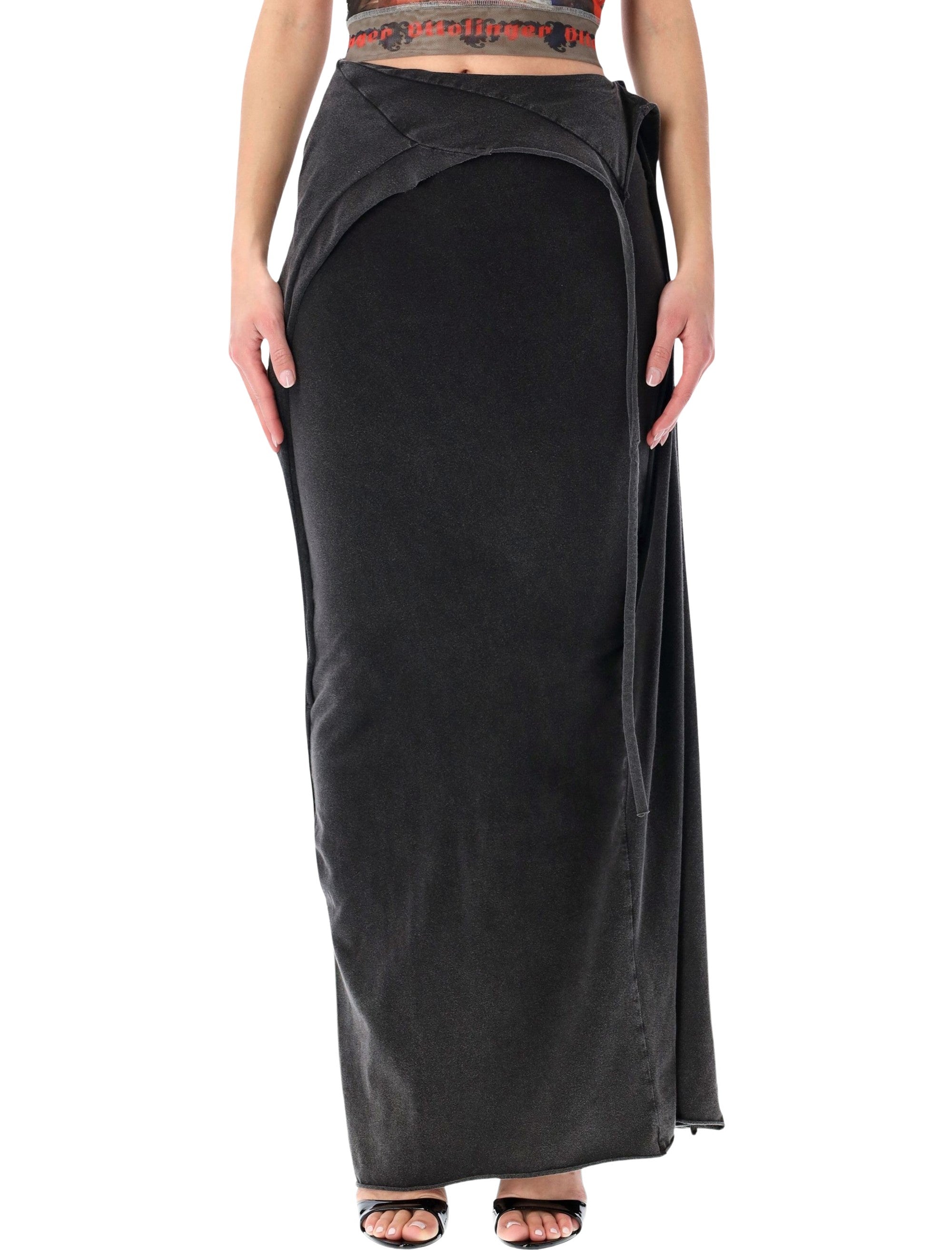 Ottolinger Slitted Maxy Skirt Washed Black Organic Cotton