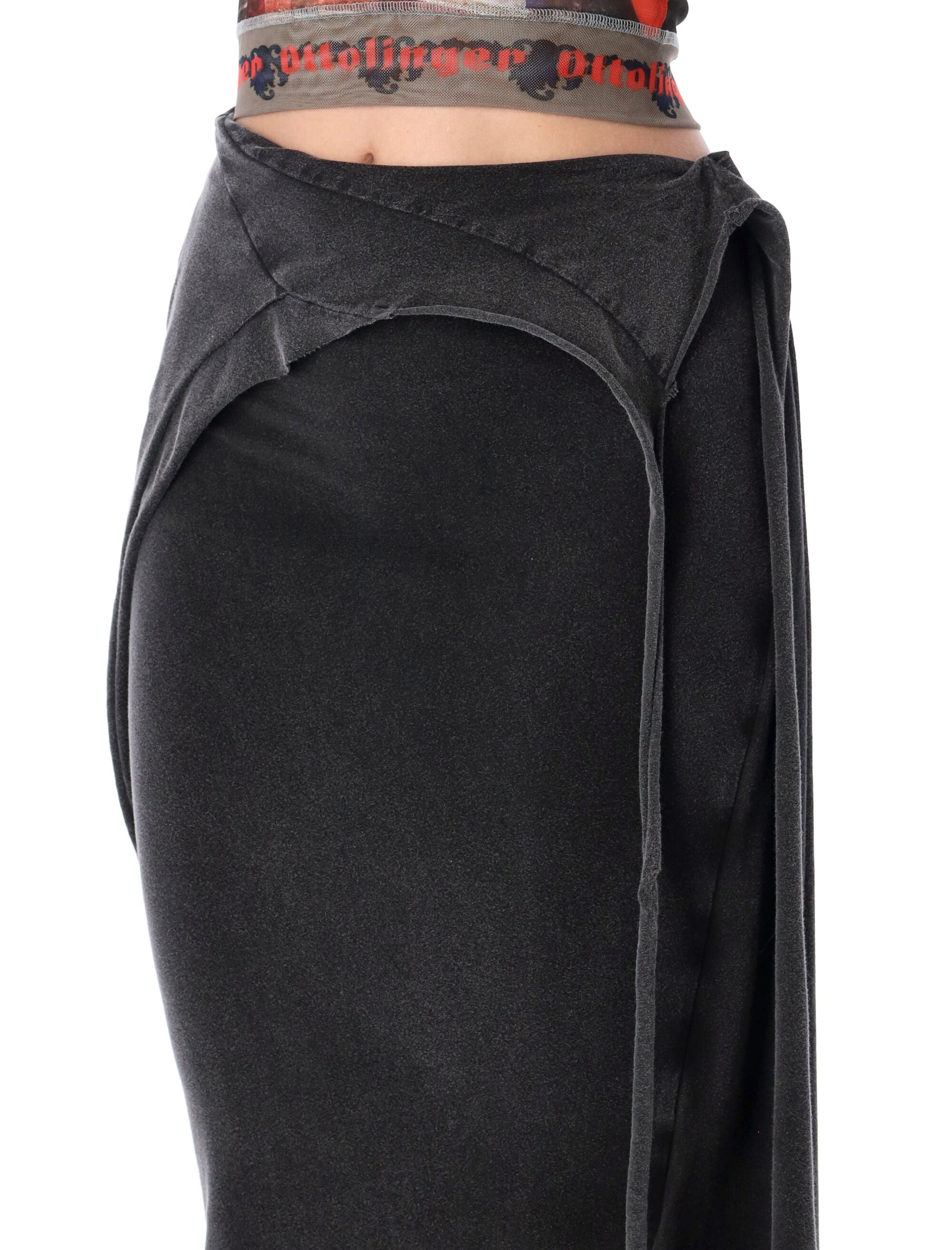 Ottolinger Slitted Maxy Skirt Washed Black Organic Cotton