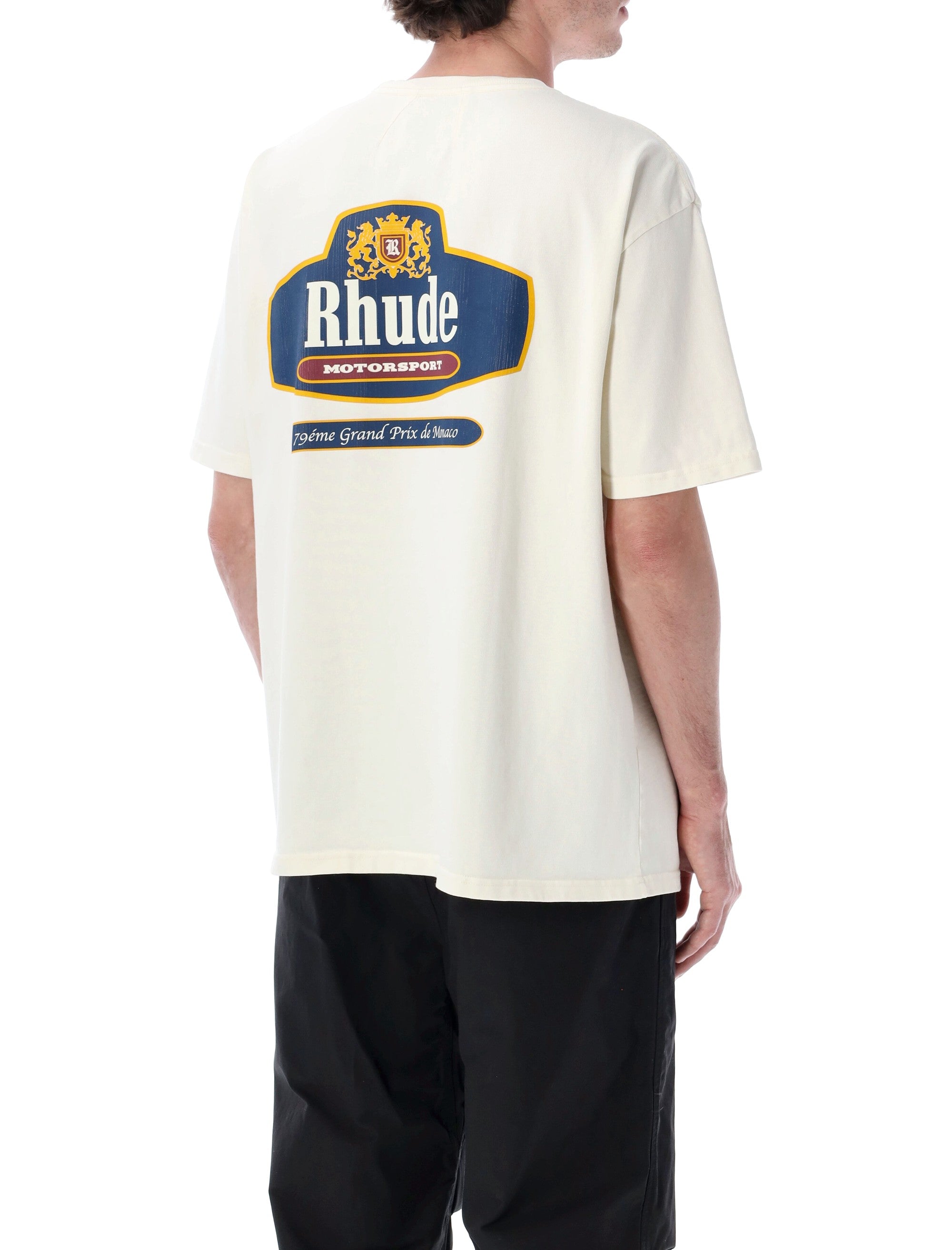 Rhude Racing Crest T-Shirt Vintage White Cotton Tshirt