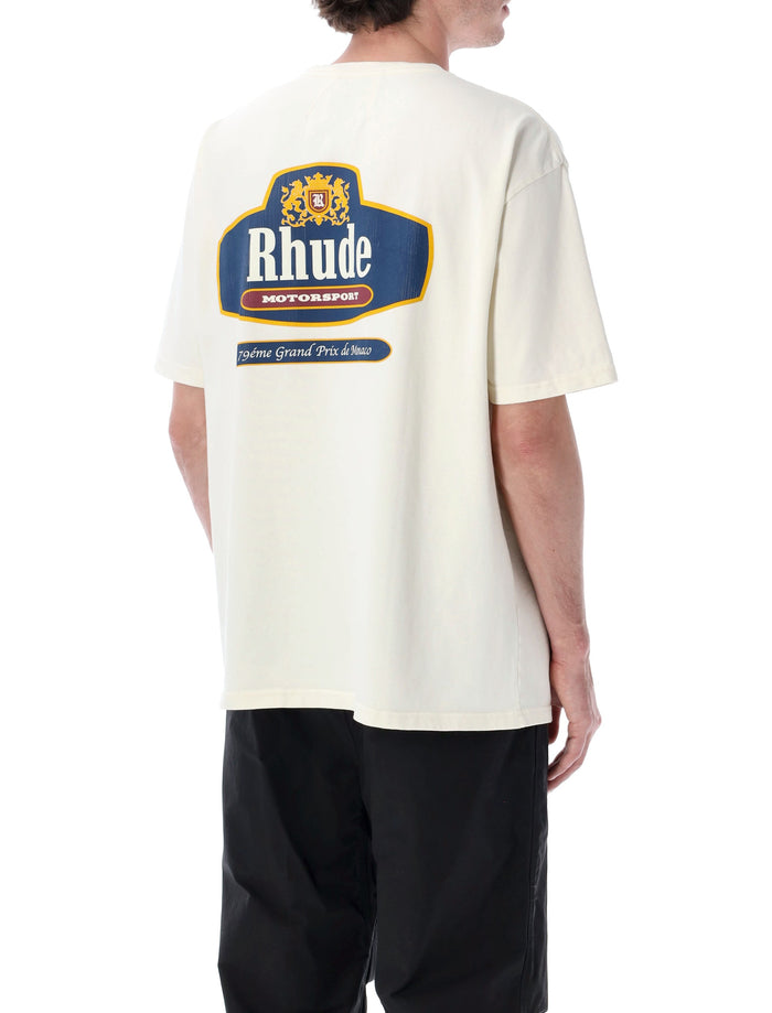 Rhude Racing Crest T-Shirt Vintage White Cotton Tshirt