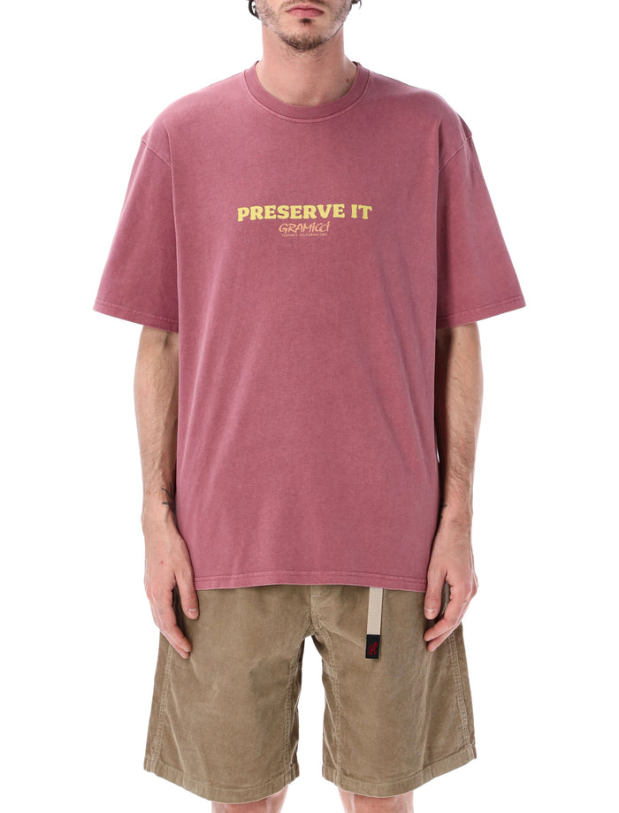 Gramicci Pigment Dyed Footprints T-Shirt Red Cotton Tshirt