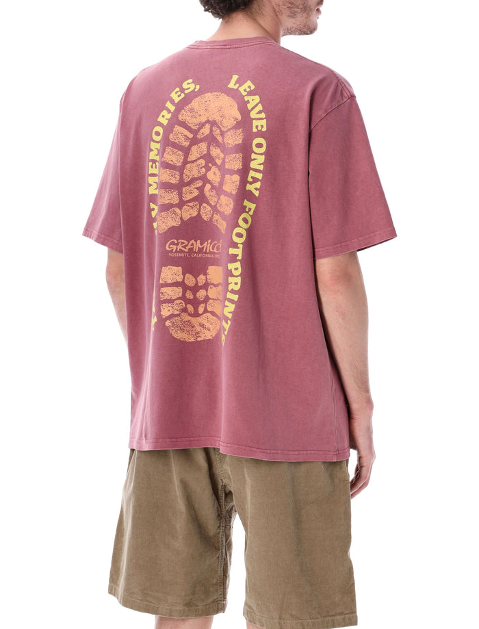 Gramicci Pigment Dyed Footprints T-Shirt Red Cotton Tshirt