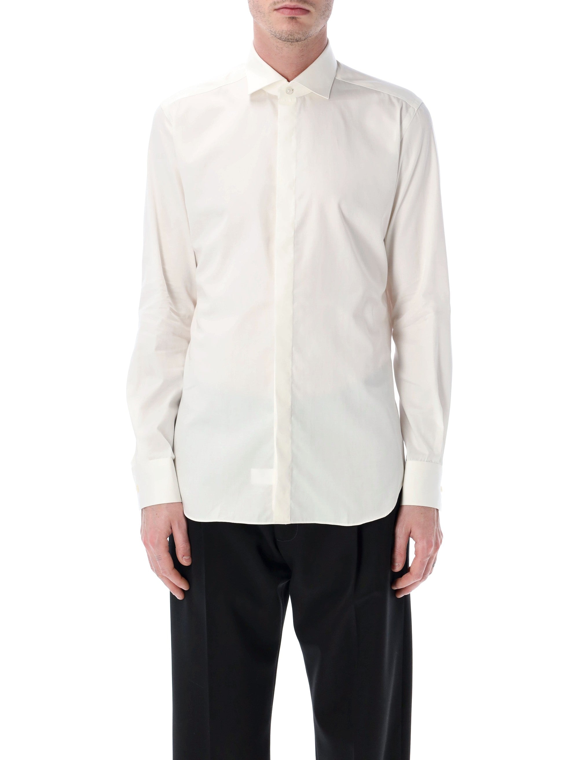 Xacus white shirt with French collar Ecru Cotton