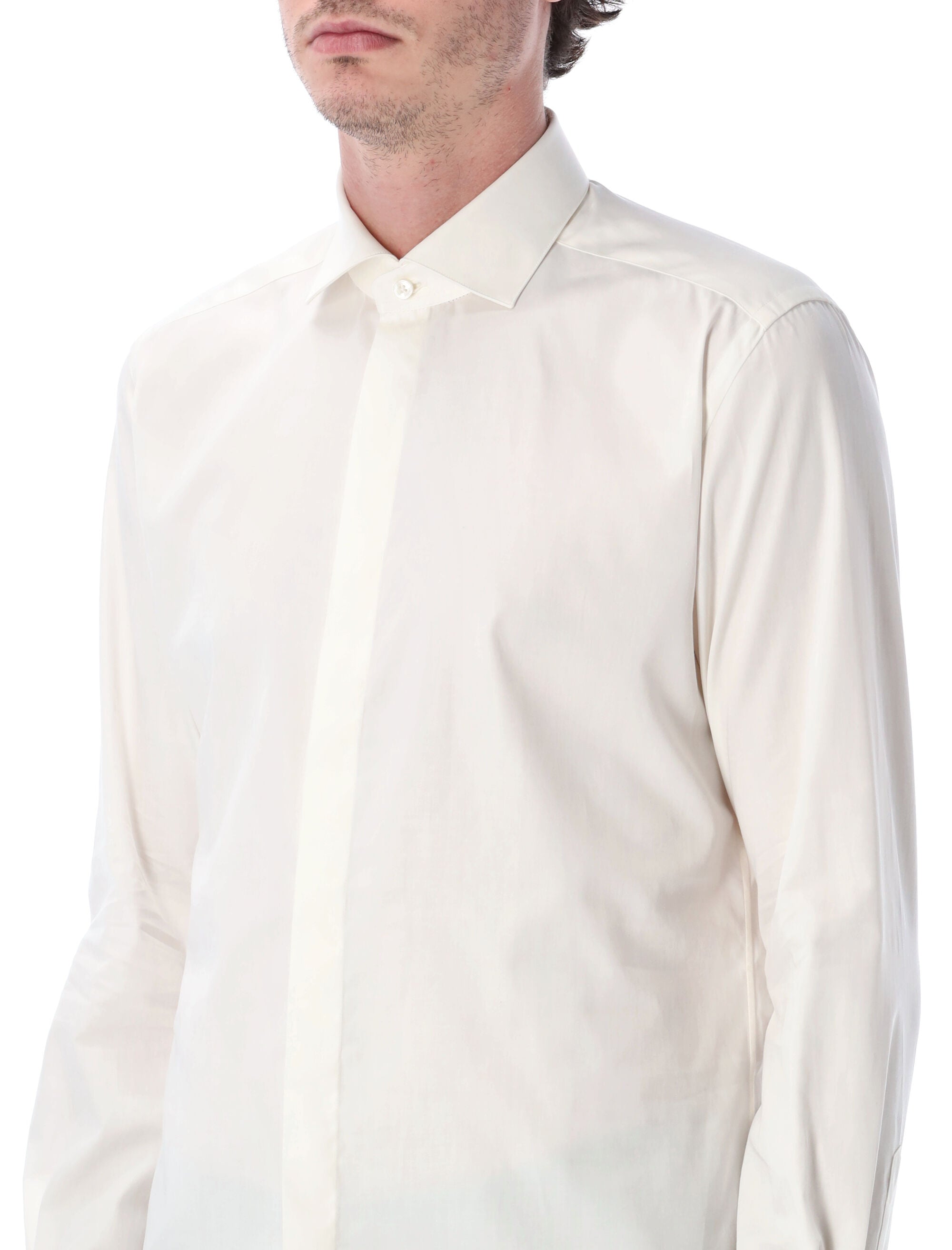 Xacus white shirt with French collar Ecru Cotton