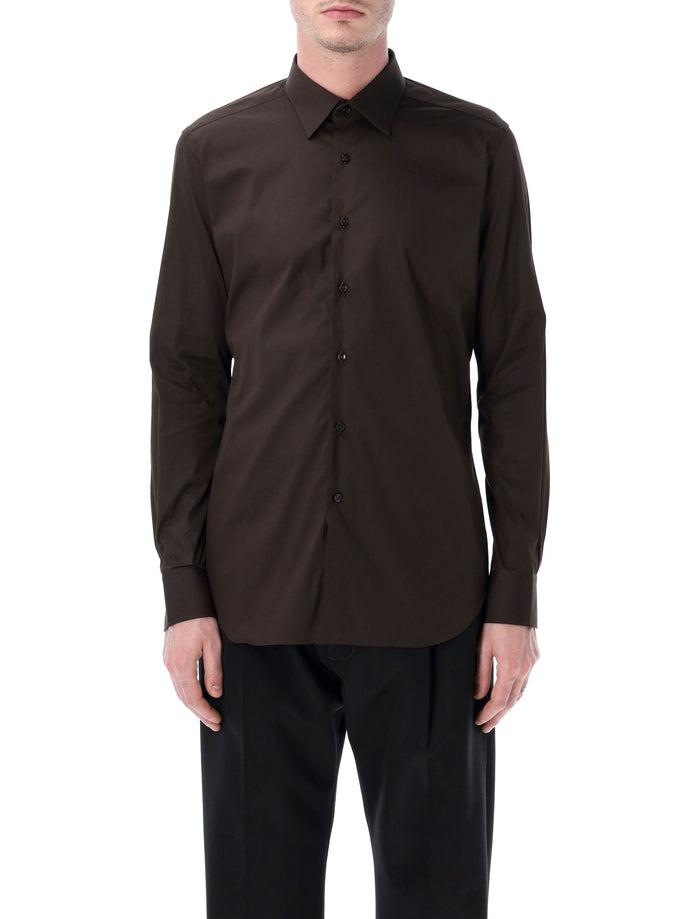 Xacus Stretch Cotton Classic Shirt Brown