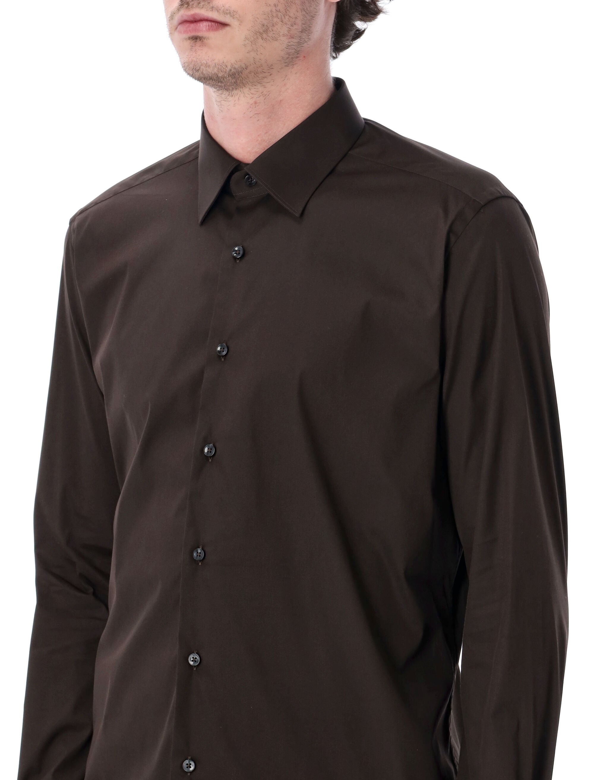 Xacus stretch cotton classic shirt Brown
