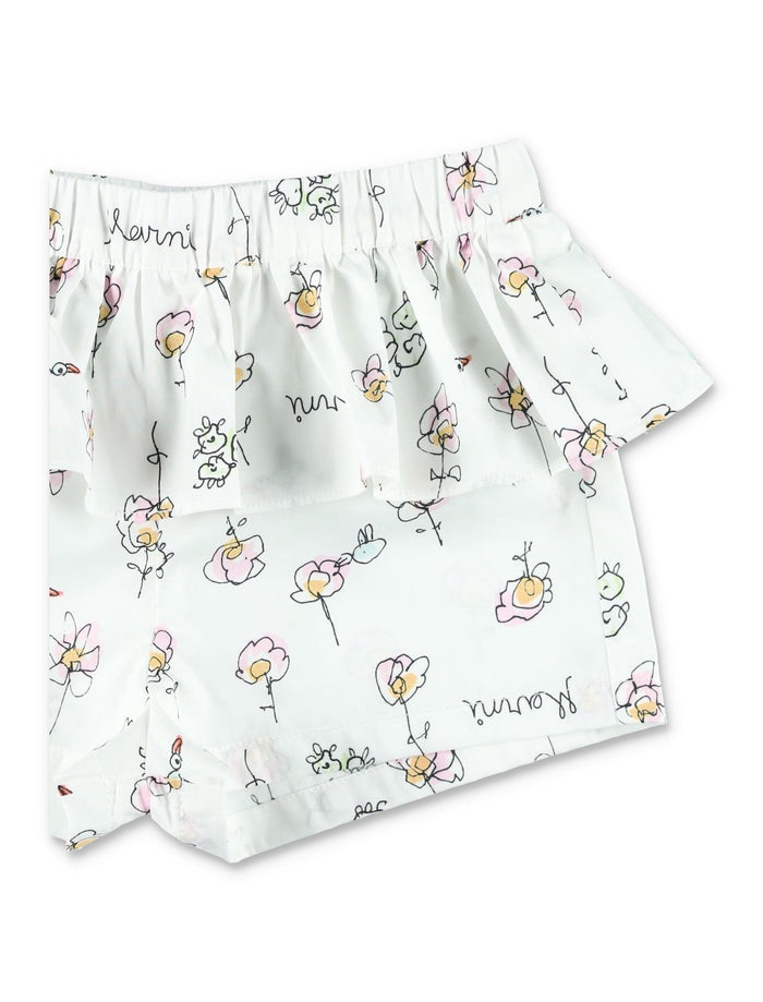 Marni baby floral cotton shorts White