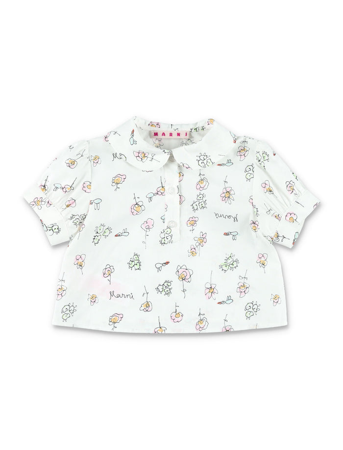Marni baby printed cotton shirt White